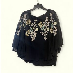 ALFANI Women’s Flowy Shirt Double Layered with Flowers